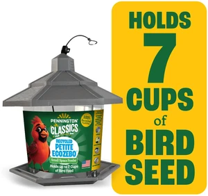 Pennington Earth Smart Gray Plastic Hopper Wild Bird Feeder, 2.5lb Capacity Pennington Earth Smart Gray Plastic Hopper Wild Bird Feeder, 2.5lb Capacity