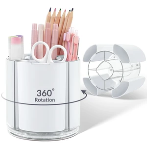 KONVINIT 5-Slot 360 Rotating Pen Holder and Organizer, White, for School, Home, Office and Art Supply KONVINIT 5-Slot 360 Rotating Pen Holder and Organizer, White, for School, Home, Office and Art Supply