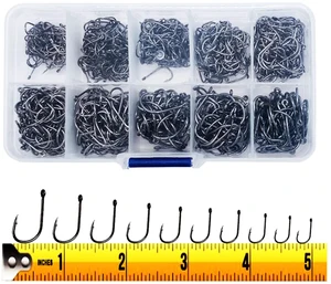 300PCS Small High-Carbon Steel Barbed Fishing Hooks with Hole, 10 Sizes 300PCS Small High-Carbon Steel Barbed Fishing Hooks with Hole, 10 Sizes