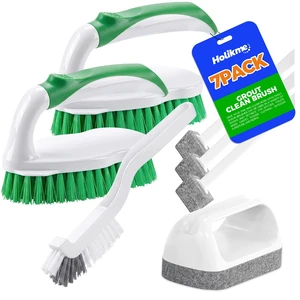 Holikme 7 Pack Scrub Brushes for Floor, Green Holikme 7 Pack Scrub Brushes for Floor, Green