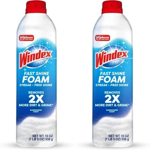 Windex Fast Shine Foam Glass Cleaner No-Drip Streak-Free Aerosol Spray for Windows Doors Mirrors Countertops 19oz 2-Pack Windex Fast Shine Foam Glass Cleaner No-Drip Streak-Free Aerosol Spray for Windows Doors Mirrors Countertops 19oz 2-Pack