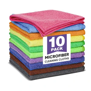 TEAWOO 10-Pack Microfiber Cleaning Cloths, Assorted Colors TEAWOO 10-Pack Microfiber Cleaning Cloths, Assorted Colors