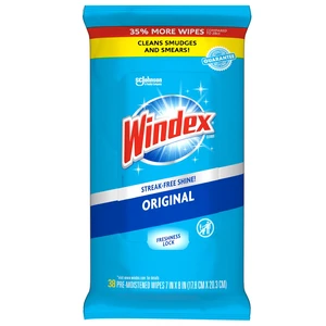 Windex Glass and Window Cleaner Wipes, 38 Count, Portable Cleaning Windex Glass and Window Cleaner Wipes, 38 Count, Portable Cleaning