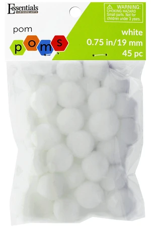 Leisure Arts Essentials Pom Poms, White, 3/4in, 45 Pieces per Pack Leisure Arts Essentials Pom Poms, White, 3/4in, 45 Pieces per Pack