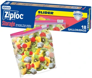Ziploc Gallon Food Storage Slider Bags, Durable, 18 Count Ziploc Gallon Food Storage Slider Bags, Durable, 18 Count