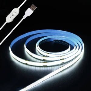 5V USB COB LED Strip Light 3.28FT, 3-Key, White, Flexible, Bright for Under Cabinet, Kitchen, TV Backlight, Shelves, Displays 5V USB COB LED Strip Light 3.28FT, 3-Key, White, Flexible, Bright for Under Cabinet, Kitchen, TV Backlight, Shelves, Displays