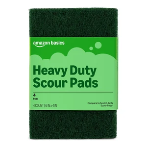 Amazon Basics Heavy Duty Scour Pads, Dish Scrubber for Kitchen and Outdoor, 4 Count, Pack of 1 Amazon Basics Heavy Duty Scour Pads, Dish Scrubber for Kitchen and Outdoor, 4 Count, Pack of 1