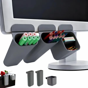 3-Pack Adhesive Sticky Desk Organizer, Monitor Side Storage, Multifunctional Pen Holder for Stationery, Jewelry, Remote Control, Space Saving Grey PP for Office Home 3-Pack Adhesive Sticky Desk Organizer, Monitor Side Storage, Multifunctional Pen Holder for Stationery, Jewelry, Remote Control, Space Saving Grey PP for Office Home