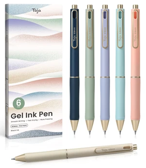 Taja Gel Pens 6 Pcs, 0.5mm Fine Point Quick Dry Black Ink, Pastel Taja Gel Pens 6 Pcs, 0.5mm Fine Point Quick Dry Black Ink, Pastel