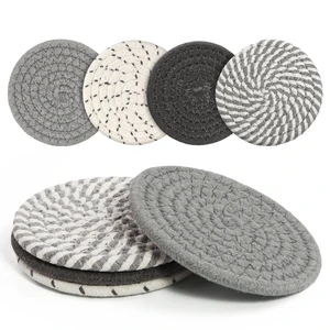 Cotton Woven Boho Absorbent Coasters Set of 4 for Drinks (Grey) Cotton Woven Boho Absorbent Coasters Set of 4 for Drinks (Grey)