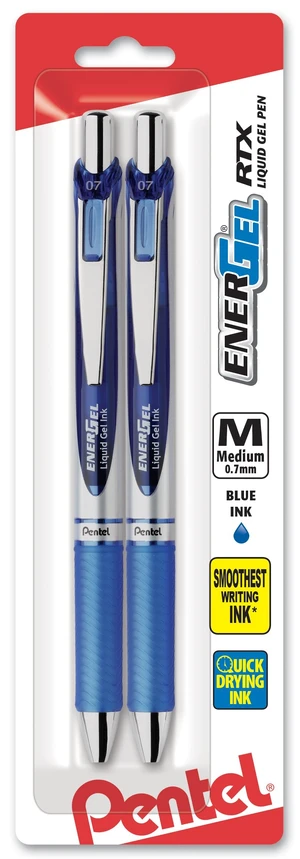 Pentel EnerGel Deluxe RTX Retractable Liquid Gel Pen, 0.7mm Metal Tip, Blue Ink, 2 Pack (BL77BP2C) Pentel EnerGel Deluxe RTX Retractable Liquid Gel Pen, 0.7mm Metal Tip, Blue Ink, 2 Pack (BL77BP2C)