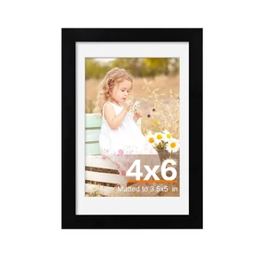 SHOWIN 4x6 Picture Frame Black, 1 Pack for 3.5x5 Photos with Mat or 4x6 without Mat, Wall or Tabletop Display SHOWIN 4x6 Picture Frame Black, 1 Pack for 3.5x5 Photos with Mat or 4x6 without Mat, Wall or Tabletop Display