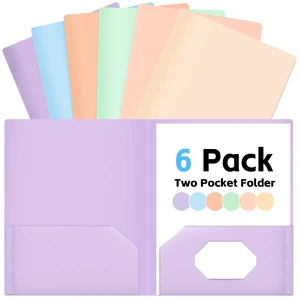 6 Pack 2 Pocket Plastic Pastel Folders with 18 Labels, Letter Size, Bulk for School Office Home Business 6 Pack 2 Pocket Plastic Pastel Folders with 18 Labels, Letter Size, Bulk for School Office Home Business