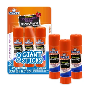 Elmer's Disappearing Purple School Glue Sticks, Washable, 22 Grams, 3 Count, Poster, Vision Board, Back to School Supplies, #1 Teacher Brand Elmer's Disappearing Purple School Glue Sticks, Washable, 22 Grams, 3 Count, Poster, Vision Board, Back to School Supplies, #1 Teacher Brand