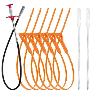 Drain Snake Hair Clog Remover Tool Set - 9-Pack Deep Cleaning Kit Drain Snake Hair Clog Remover Tool Set - 9-Pack Deep Cleaning Kit