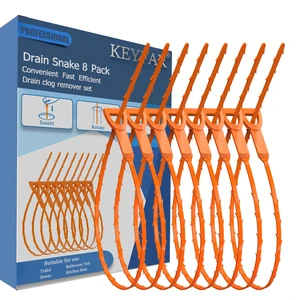 25 Inch Barbed Hook Drain Snake Hair Clog Remover, 8 Pack 25 Inch Barbed Hook Drain Snake Hair Clog Remover, 8 Pack