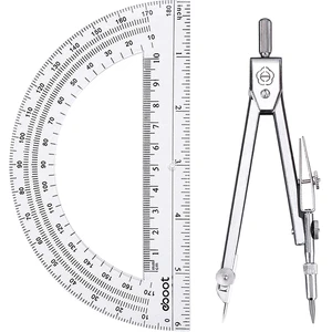 EBOOT Drawing Compass and 6in Protractor Geometry Set, Clear EBOOT Drawing Compass and 6in Protractor Geometry Set, Clear