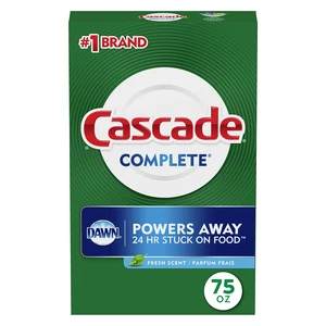 Cascade Complete Powder Dishwasher Detergent, Fresh Scent, 75oz, White Cascade Complete Powder Dishwasher Detergent, Fresh Scent, 75oz, White