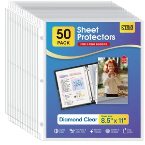 KTRIO Sheet Protectors 8.5 x 11, 50 Pack for 3 Ring Binder KTRIO Sheet Protectors 8.5 x 11, 50 Pack for 3 Ring Binder