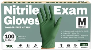 Nitrile+ SUP Exam Plus Powder-Free Disposable Gloves, Moss Green, 100 Count Nitrile+ SUP Exam Plus Powder-Free Disposable Gloves, Moss Green, 100 Count