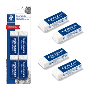 STAEDTLER Mars Plastic Vinyl Erasers (4-Pack), White, Latex-Free, Minimal Crumbling, Made in Peru STAEDTLER Mars Plastic Vinyl Erasers (4-Pack), White, Latex-Free, Minimal Crumbling, Made in Peru