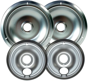 Mainstays R101C4 Universal Chrome Plated Drip Bowls, 4-Piece Set 2 Large and 2 Small Mainstays R101C4 Universal Chrome Plated Drip Bowls, 4-Piece Set 2 Large and 2 Small