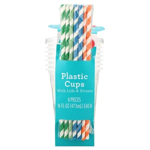 8 Count 16 Fl Oz Multicolor Dinosaur Disposable Plastic Cups with Lids and Straws by Way to Celebrate 8 Count 16 Fl Oz Multicolor Dinosaur Disposable Plastic Cups with Lids and Straws by Way to Celebrate
