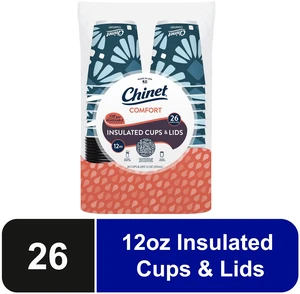 Chinet Comfort Premium Disposable Paper Hot Cups with Lids, 12 oz, 26 Count Chinet Comfort Premium Disposable Paper Hot Cups with Lids, 12 oz, 26 Count