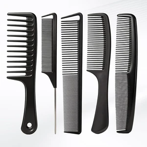 5PCS Carbon Fiber Rat Tail Comb Set - Wide & Fine Tooth for Hair Cutting Styling Braiding Parting Teasing (Black) 5PCS Carbon Fiber Rat Tail Comb Set - Wide & Fine Tooth for Hair Cutting Styling Braiding Parting Teasing (Black)