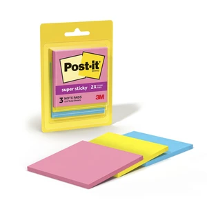Post-it Super Sticky Notes 3x3in Neon Fizz 3 Pads 45 Sheets/Pad Post-it Super Sticky Notes 3x3in Neon Fizz 3 Pads 45 Sheets/Pad