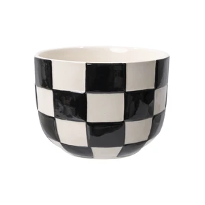 Mainstays Lennon Round Black Checkered Ceramic Planter Mainstays Lennon Round Black Checkered Ceramic Planter