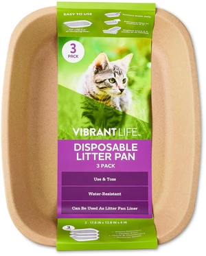 Vibrant Life Disposable Water-Resistant Cat Litter Box, 3 Count Vibrant Life Disposable Water-Resistant Cat Litter Box, 3 Count