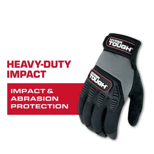 Hyper Tough HT89056-23 Heavy Duty Impact Gloves, Black/Red/Gray, Polyester, Adult Men's, Medium, 1 Pair Hyper Tough HT89056-23 Heavy Duty Impact Gloves, Black/Red/Gray, Polyester, Adult Men's, Medium, 1 Pair