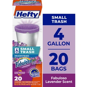 Hefty Small Trash Bags 4 Gallon 20 Count, Purple, Fabuloso Lavender Scent Hefty Small Trash Bags 4 Gallon 20 Count, Purple, Fabuloso Lavender Scent