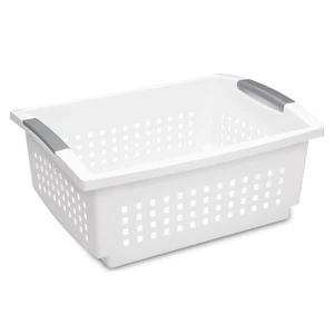 Sterilite Large Stacking Basket Open Plastic Bin Space Saving Organizer White Sterilite Large Stacking Basket Open Plastic Bin Space Saving Organizer White