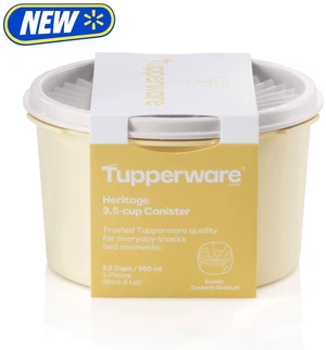 Tupperware Heritage 3.5-Cup Food Storage Canister with Lid, Yellow Tupperware Heritage 3.5-Cup Food Storage Canister with Lid, Yellow