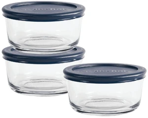 Anchor Hocking 2 Cup Round Glass Food Storage Containers with Lids, Set of 3 Anchor Hocking 2 Cup Round Glass Food Storage Containers with Lids, Set of 3