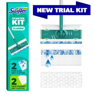 Swiffer Starter Classic Kit - 1 Device, 2 Hair Magnet Dry Cloths, 2 Mop & Go Wet Cloths Swiffer Starter Classic Kit - 1 Device, 2 Hair Magnet Dry Cloths, 2 Mop & Go Wet Cloths