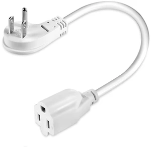 1625W 13A 16AWG 1ft Low Profile Flat Plug Heavy Duty Extension Cord, 3-Prong Grounded Power Cable White 1625W 13A 16AWG 1ft Low Profile Flat Plug Heavy Duty Extension Cord, 3-Prong Grounded Power Cable White