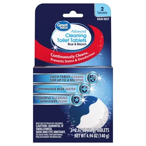 Great Value Advanced Cleaning Toilet Tablets Blue & Bleach 2 Count Great Value Advanced Cleaning Toilet Tablets Blue & Bleach 2 Count