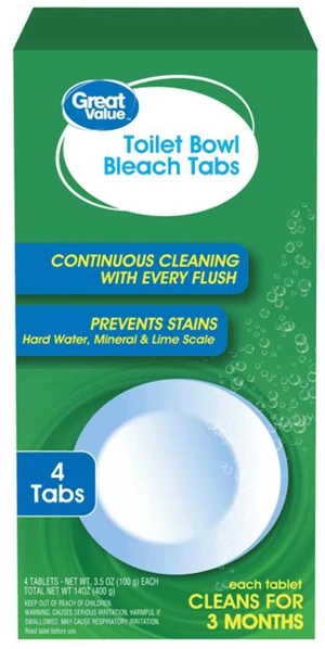 Great Value Toilet Bowl Tablets with Bleach, 4 Count Great Value Toilet Bowl Tablets with Bleach, 4 Count