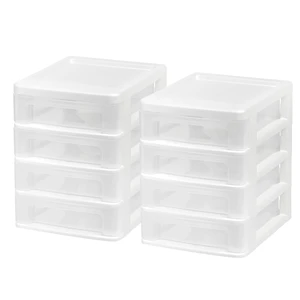 IRIS Small 4-Drawer Compact Desktop Organizer, White-Clear, Set of 2 IRIS Small 4-Drawer Compact Desktop Organizer, White-Clear, Set of 2