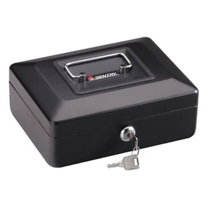 SentrySafe CB-8 Portable Steel Cash Box with Key Lock, 3.3in x 7.9in x 6.1in, Black SentrySafe CB-8 Portable Steel Cash Box with Key Lock, 3.3in x 7.9in x 6.1in, Black