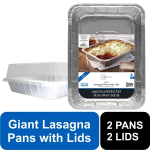 Mainstays 13" x 9" Aluminum Lasagna Pans with Lids, 2 Count Mainstays 13" x 9" Aluminum Lasagna Pans with Lids, 2 Count