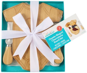 Way To Celebrate 3-Piece 8in Bamboo Onesie-Shaped Charcuterie Board Set with Cheese Knife and Fork Way To Celebrate 3-Piece 8in Bamboo Onesie-Shaped Charcuterie Board Set with Cheese Knife and Fork