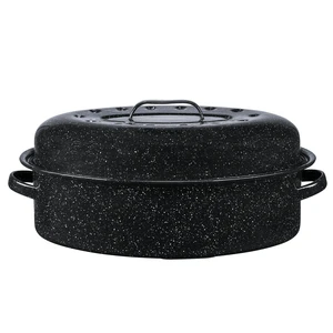 Granite Ware 18" Covered Oval Roaster, 15lb Capacity, Natural Non-Stick Roasting Pan Granite Ware 18" Covered Oval Roaster, 15lb Capacity, Natural Non-Stick Roasting Pan