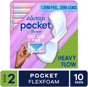 Always Pocket with FlexFoam Pads, Size 2, Heavy Flow, Wings, 10 Count Always Pocket with FlexFoam Pads, Size 2, Heavy Flow, Wings, 10 Count