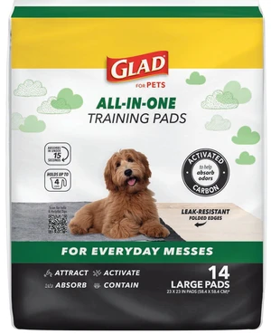 Glad Activated Charcoal Leak-Resistant Training Pads for Dogs, 23in x 23in, 14 Count Glad Activated Charcoal Leak-Resistant Training Pads for Dogs, 23in x 23in, 14 Count