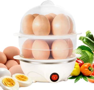 GARITIN Electric Egg Cooker, 14 Egg Double-Tier, Auto Shut Off, Hard Boiled, Poacher, Omelet Maker & Vegetable Steamer, White GARITIN Electric Egg Cooker, 14 Egg Double-Tier, Auto Shut Off, Hard Boiled, Poacher, Omelet Maker & Vegetable Steamer, White