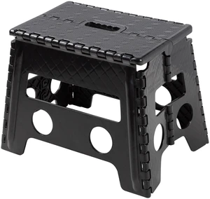Mainstays One Step Folding Step Stool, Black Plastic Mainstays One Step Folding Step Stool, Black Plastic